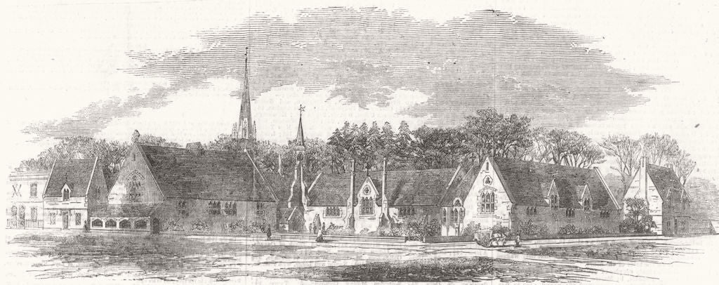 LONDON. St Johns Deptford schools, Upper Lewisham Rd 1856 old antique print